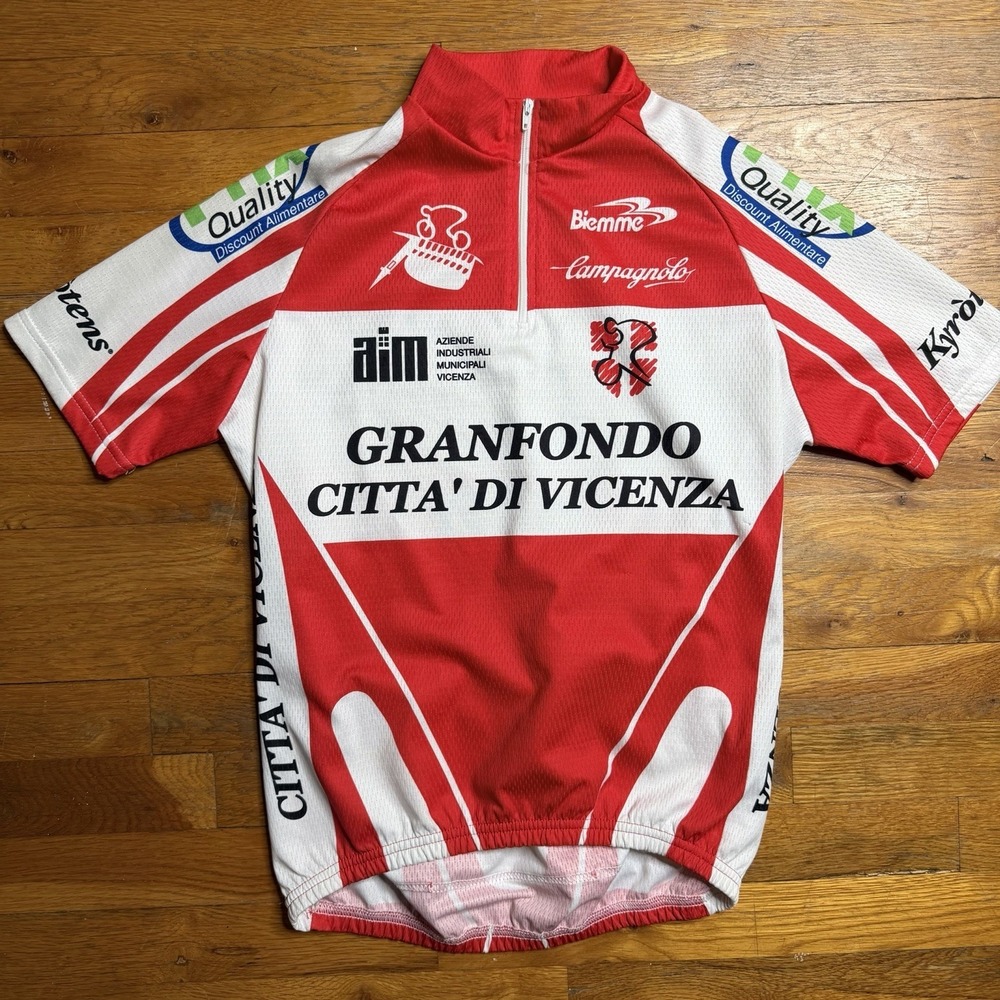 Vintage Biemme Bike Jersey Granfondo Zip Pockets Sz S 46 Made in Italy Cyclist